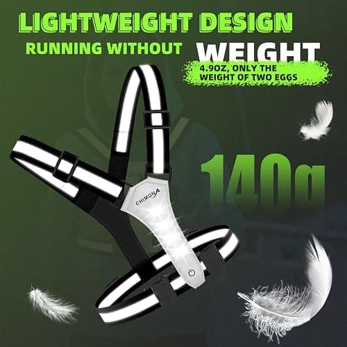 LED Reflective Vest Running Gear, 360° High Visibility Running Vest with Adjustable Waist/Shoulder, USB-C Rechargeable Running Lights for Runners Night Jogging Running Dog Walking Cycling thumbnail 6