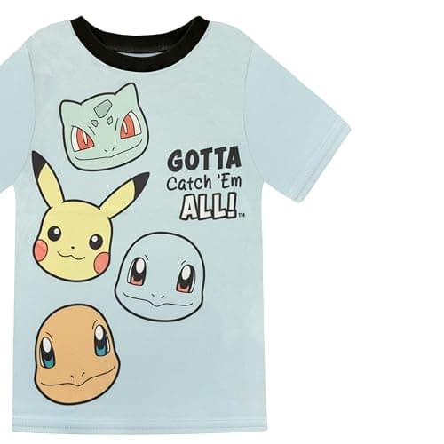 Boys 4 Piece Pajama Set - Mario, Sonic, Pokemon Snug-Fit Short Sleeve & Shorts Kids Sleepwear, Great For Summer - Official thumbnail 3