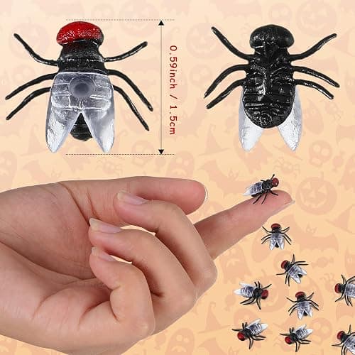 Gejoy 60 Pcs Plastic Fake Flies Mini Realistic Fly Bugs Pranks Toys | Tiny Bulk Prank Bugs, Realistic Insects for Halloween Party Pranks Jokes, Frog Crafts Teaching Props Tricking Favors thumbnail 3