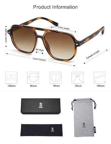 SOJOS Retro Trendy Aviator Polarized Sunglasses Men Women Vintage 70s Square Stylish Frame Sun Glasses SJ2283 thumbnail 6