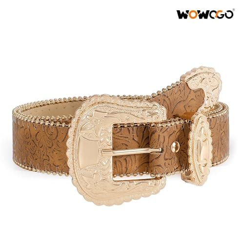 WOWOGO Floral Print Western Belts for Women Cowgirl Cowboy Country Leather Belt Fashion Vintage Belt for Jeans thumbnail 7