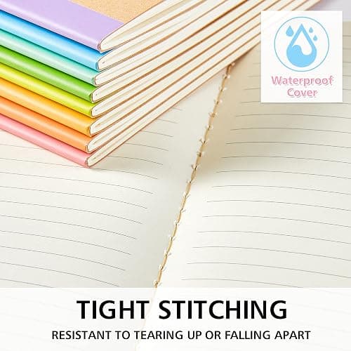 16 Pack Kraft Notebooks A5, Feela 60 Pages Lined Notepad Journal Bulk, Soft Brown Cover Multipack Notebooks for Students Travelers Writing Plans, Memos Office School Supplies, 14X21cm, 8 Pastel Colour thumbnail 5