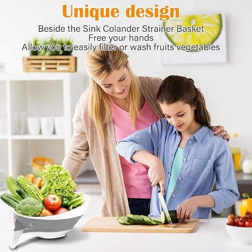 Collapsible Colander - Small Strainer Basket, Side-Drain Design, Dishwasher Safe Food Strainer for Pasta, Fruits, Vegetables thumbnail 2
