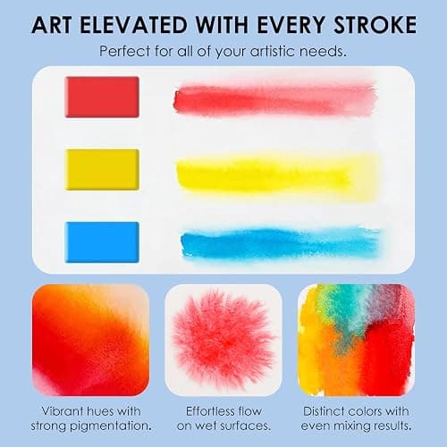 Grabie Watercolor Paint Set, 56 Colors Handheld Watercolor Set of Water Brush Pen, Palette and Removable Sponge, Portable Watercolor Paint for Artist Beginner and Professional thumbnail 4