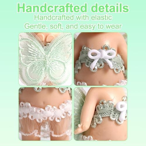 4 Sets 3in Angel Doll Clothes, Toy Collector Costume with Tops & Skirts for Display and Decoration(Green) thumbnail 4