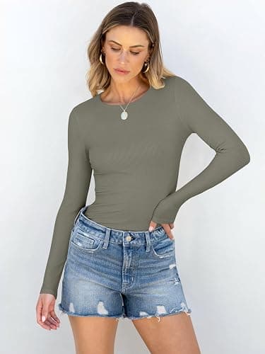 ANRABESS Women Long Sleeve Shirts Rib Knit Slim Fit Tops Basic Tee 2025 Fall Outfits Casual T-Shirt Underscrubs Layer Clothes thumbnail 2