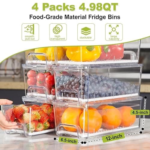 Refrigerator Drawer Organizer Bins thumbnail 2
