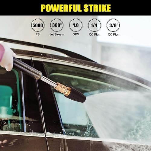 GIANTOOL Turbo Nozzle Pressure Washer, 4000 PSI 360°Rotating Power Washer Nozzles (Max 5000 PSI) with 1/4” and 3/8” Quick Connect, 7 Pressure Washer Nozzle Tips for Concrete, Brick, Driveway(4.0 GPM) thumbnail 6