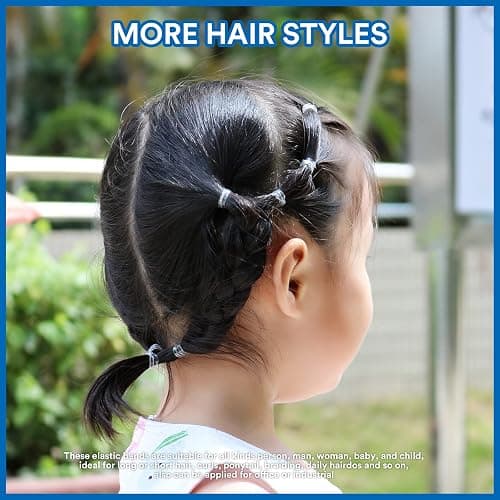 Teenitor Clear Elastic Hair Bands, 2000pcs Mini Hair Rubber Bands, Hair Ties, Soft Hair Elastics Ties, 2mm in Width and 30mm in Length thumbnail 8