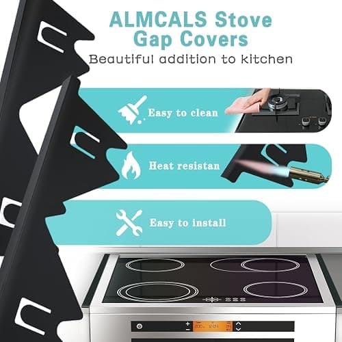 Stove Gap Covers Stainless Steel, 2 Pack Stove Gap Filler Easy Retractable Length 13.8" to 27.5", Width 0.79" ALMCALS Stove Gap Guards Range Trim Kit, Heat Resistant Guard Between Stove Top & Counter thumbnail 6