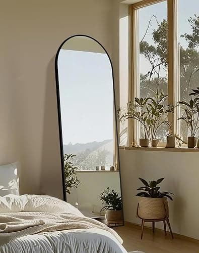 Delma Full Length Mirror, Large Floor Mirror for Wall, Bedroom, Bathroom, Living Room with Aluminium Frame (Stand, Arch 69x24, Black) thumbnail 4