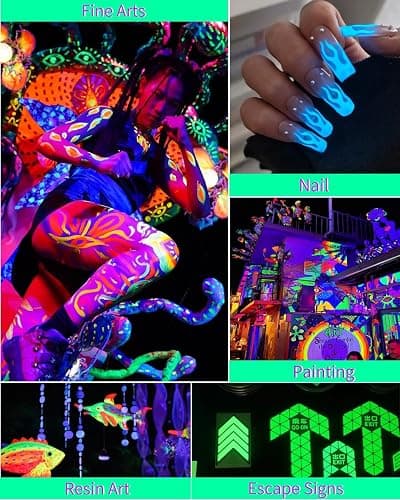 Luckymica Glow in The Dark Pigment Powder 12 Colors, Epoxy Resin Dye Luminous Pigments 20g/0.71oz Each Bottle for DIY, Crafts, Nail Art, Acrylic Paint, Halloween or Christmas Decoration thumbnail 5