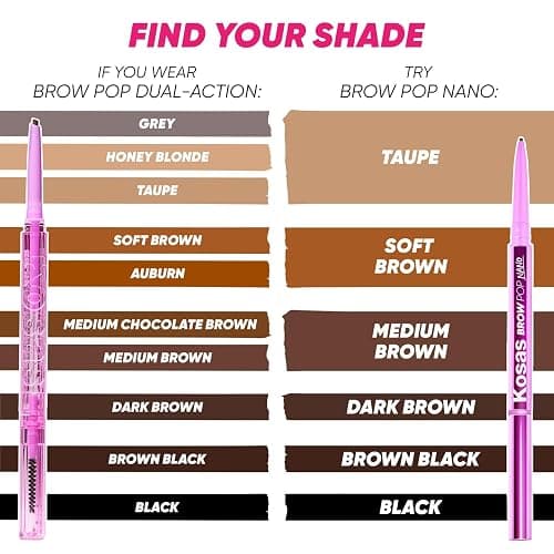 Kosas Brow Pop Eyebrow Pencil – Brow Pencil with Spoolie, Black thumbnail 9