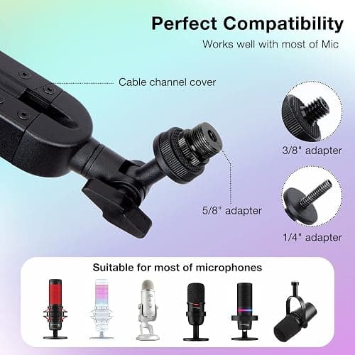 Blue Yeti Boom Arm with Extension Tube - Mic Boom Arm Compatible with Blue Yeti, Adjustable Boom Height Microphone Stand for HyperX QuadCast, Shure MV7, Rode, and Most Gaming Mic By SUNMON thumbnail 3