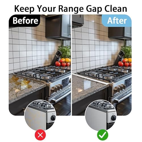 Stainless Steel Stove Counter Gap Cover (2 Pack, White), Stove Gap Guard, Stove Gap Filler for Kitchen, Range Trim Kit, Heat Resistant with Easy Clean, Adjustable Length 13.8” to 27.5” thumbnail 5