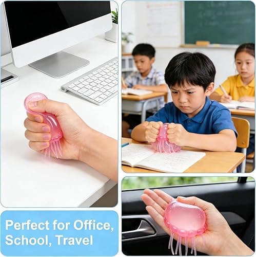 Jellyfish-Shaped Squeeze Toy, Slow-Rebound Stress-Relieving Ball, Soft and Elastic Sensory Stress-Relieving Toy. Squeezing Toys can Effectively Relieve Anxiety and Stress-- (Orange Color) thumbnail 6