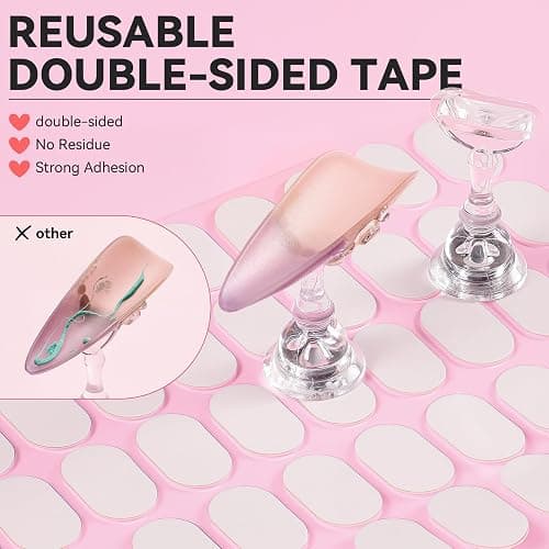 ESUOHYM Nail Stand For Press On Acrylic Strong Magnetic Nail Holder Kit For Painting Nails Tip Arts Display With 200PCS Double-Sided Tape And 1 Heart Shaped Acrylic Magnetic Presson Stands Nail Art Supplies thumbnail 6