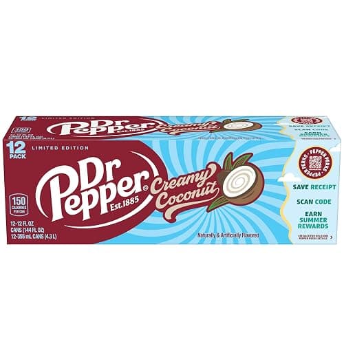 Dr Pepper Creamy Coconut Soda, 12 fl oz cans, 12 Pack thumbnail 3