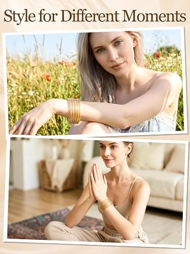 Alphatool Glitter Jelly Gold Bangles Bracelets for Women | Gold Soft Silicone Sparkling Ladies Fashion Stackable Jewelry Gift for Party thumbnail 6