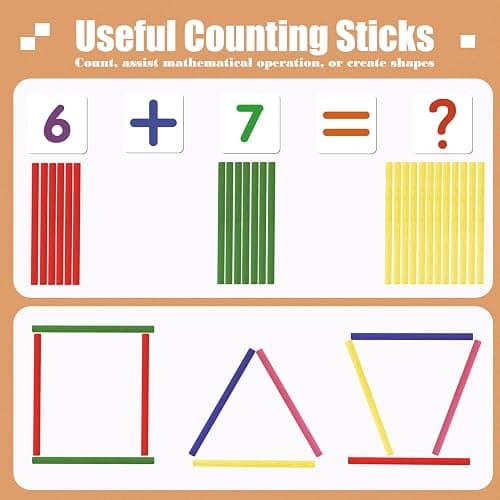 Ranqibo Wooden Abacus for Kids Math - 10-Row Counting Toy with 100 Beads, Number Cards & Counting Sticks, Educational Counters for Kids Math Gift for Age 3 4 5 6 7 Year Old Boy Girl thumbnail 5