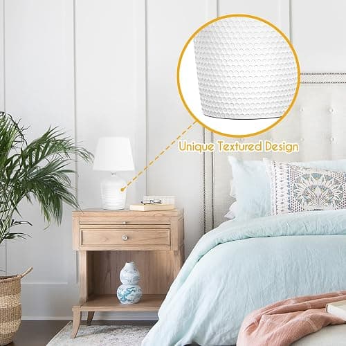 Sucolite Small 11.8" Table Lamps Set of 2, Bedside Nightstand Lamps for Bedroom Kid’s Room, Cute Desk Lamps with Studded Texture Base for Reading Nursery Living Room Office, White thumbnail 3