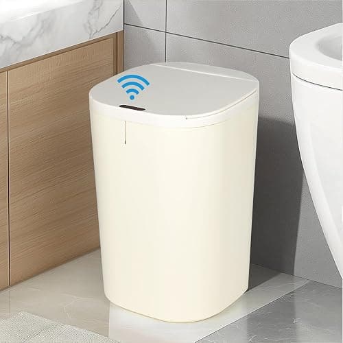 SternSinn 20L Mülleimer mit Sensor, Elektrischer Mülleimer mit Deckel, Automatisches Öffnen und Schließen, Wasserdicht, für Schlafzimmer, Badezimmer, Küche, Büro (Weiß) - Image 1