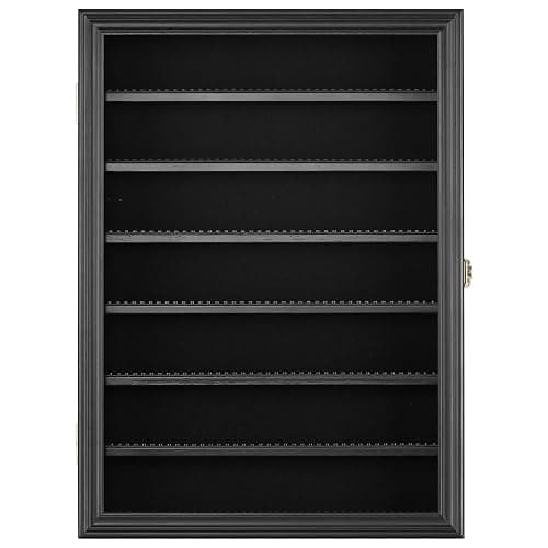 Minifigure Display Case - Building Block Toy Wall Cabinet Showcase for Small Miniature Collectibles Mini Brands Thimbles, Lockable UV Protection Door (Black Finish Frame) thumbnail 7