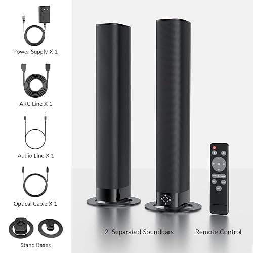 Assistrust Sound Bar for Smart TV, 80W Soundbar with Bluetooth/ARC/Opt/AUX Connect, Dynamic Volume Boost, 3 Equalizer Modes, 2 in 1 Detachable Soundbar for TV/PC/Gaming/Projectors thumbnail 8