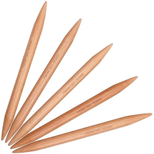 JubileeYarn 9" Double Point Bamboo Knitting Needles Set - 15mm - Carbonized Brown - Image 1
