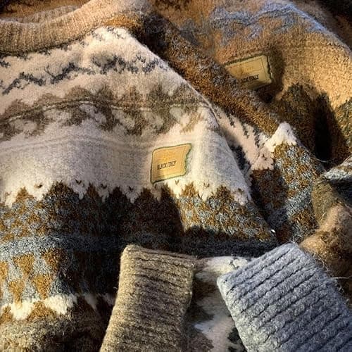 OCUH Grandpa Sweater Striped Sweater Women Ribbed Knit Jumper Top Knit Sweater Vintage Pullover Sweater thumbnail 5