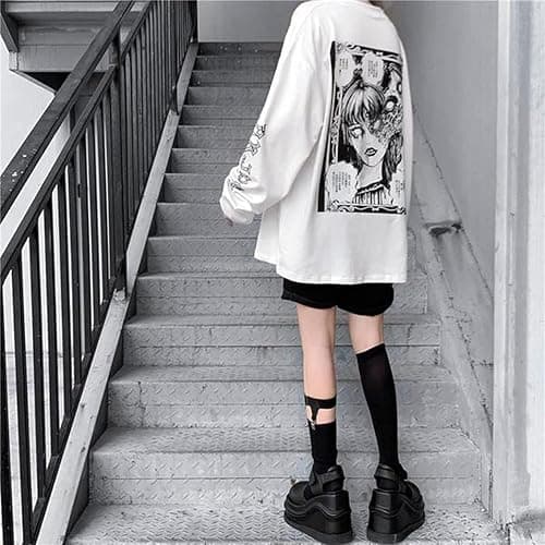 Gothic Cartoon Horror Graphic T-Shirt Women Character Print Loose Punk Japanese Pullover Top Harajuku Street Tees … thumbnail 6