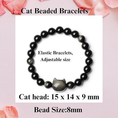 XIANNVXI Crystal Bracelet for Women Men 8 mm Natural Stone Beaded Bracelets Cat Bracelets Cross Bracelets Heart Bracelelt Jewelry for Women Birthday Gifts Stretch Bracelet thumbnail 5