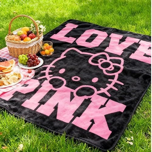 Kitty Silk Flannel Fleece Throw Blanket, Soft Plush, 40 x 60 Inch, All Seasons Blanket for Couch, Sofa, Bed, Camping, Travel (Black-1) thumbnail 6