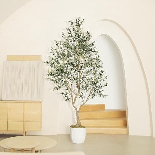 LYERSE 8ft Faux Olive Tree - Olive Trees Artificial Indoor with Large Olive Branches and Lifelike Olive - Artificial Olive Tree for Home Office House Living Room Decor thumbnail 7