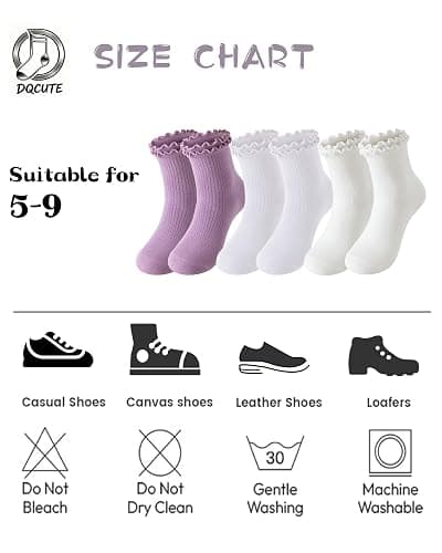 DQCUTE Women's Ruffled Ankle Boot Socks - Soft Knit Cotton Lettuce Trim Crew Socks for Teen Women 6 Pairs thumbnail 7
