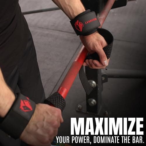 Ekkovision Weight Lifting Straps With Cuffed D Ring, Secure Fit, Enhanced Grip, Black Nylon, Gym Training thumbnail 4