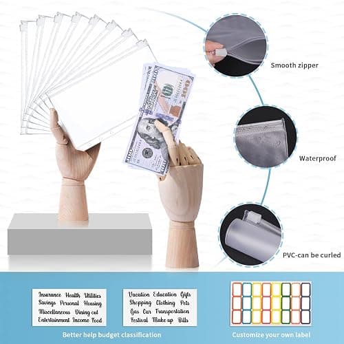 Onlyesh Budget Binder, Cash Envelopes for Budgeting, Money Organizer for Cash, 28Pcs Budget Binder with Cash Envelopes, Marble 6-Ring Money Saving Binder(Blue) thumbnail 5