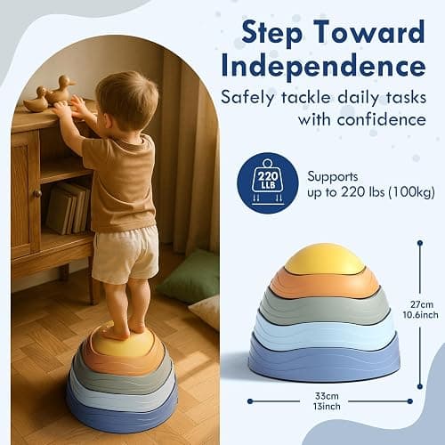 Lehoo Castle Stepping Stones for Kids, Balance Toddler Toys, Outdoor Toys | Non-Slip Sensory Toys, Balance and Gross Motor Skills, Indoor & Outdoor Obstacle Course for Kids, Coordination, 18M+ thumbnail 6