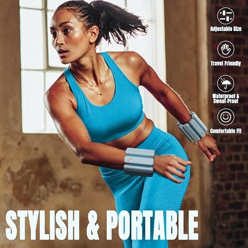 Sportneer Wrist & Ankle Weights for Women, 1 LB & 2 LB Wearable Weights Set, Adjustable Silicone Leg & Wrist Weights for Walking, Pilates, Yoga, Home Workout, Non-Slip Comfortable Fit thumbnail 5