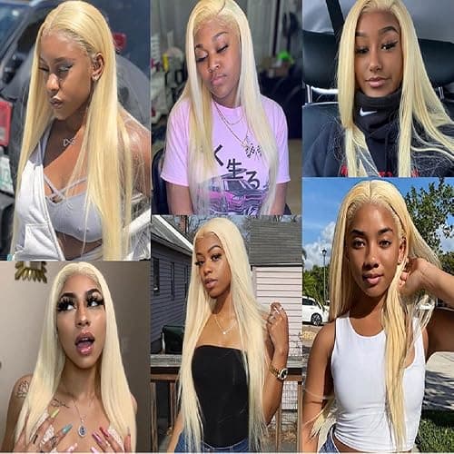 4x1#613 Lace Front Wig Human Hair T-part Transparent Lace Straight 150% Density Free Part Blonde Lace Front Wigs Human Hair Pre Plucked with Baby Hair HD Lace Frontal Wig for Women 30 Zoll thumbnail 2