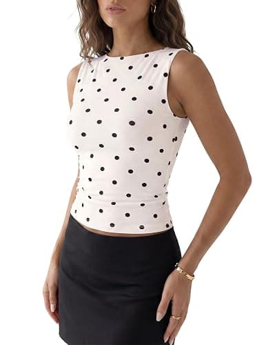 SUUKSESS Women Double Lined Going Out Basic Tank Tops Ruched Summer T Shirts thumbnail 2