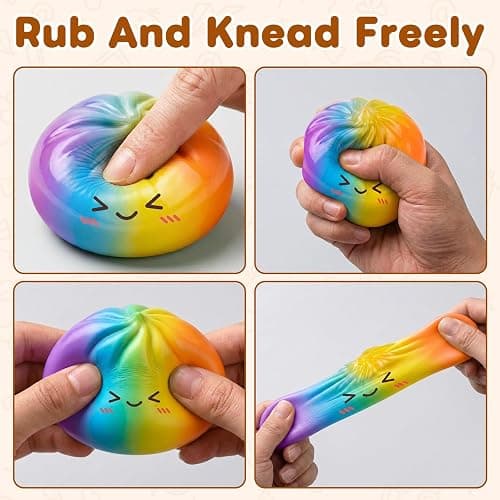 Glitter Dumpling Squishy,Dumpling Squishies,Glitter Dumpling Mystery Box,Colorful Dumpling Stress Balls Fidget,Jumbo Squishy Toy with Steamer Box,Soft Squeeze Decompression Dough (Rainbow Colors) thumbnail 7