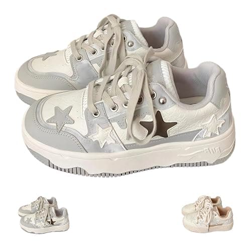 Star Shoes Walking Sneakers for Women - Chunky Platform Y2K Aesthetic Cute Stars Comfort Support US 4-8 - Image 1