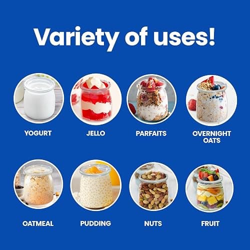 Ultimate Yogurt Jars - Make More Delicious Yogurt! 8 Count Small Glass Yogurt Cups With Lids - 100% BPA Free, Airtight & Dishwasher Safe! Perfect Containers for Yoghurt, Oatmeal, Pudding, or Jello - Yogurt Jars (6oz, 8-count) thumbnail 6