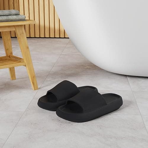 WHITIN Pillow Slippers for Women Non Slip | Cushioned Thick Sole Slides | Quick Drying Bathroom Sandals thumbnail 2