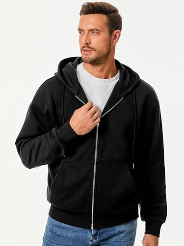 JMIERR Mens Full Zip Casual Cotton Hooded Fleece Drawstring Hoodies Pullover Sweatshirts Casual Long Sleeve Shirts thumbnail 3
