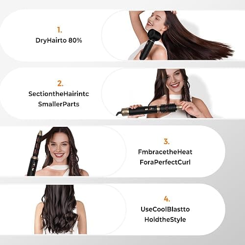 5 in 1 Blow Dryer Brush, Negative Ion Hair Dryer Brush Set Upgrade Hot Air Brush Air Styler Curling Wrap Air Curler, Curling Iron Hair Styling Tools As A Gift for Straight/Curl/Drying/Smoothing thumbnail 8