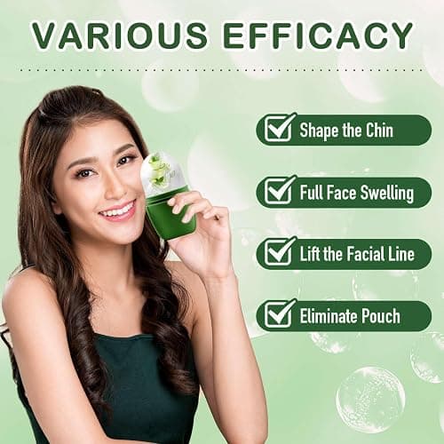 XHJRI Ice Face Roller Massager,Ice Cube Roller for Face, Eyes and Neck Naturally Conditioning and Skin Care,De-Puff Eye Bags,Reduce Migraine Pain,Reusable Massage Silicone Ice Mold (New Green) thumbnail 9