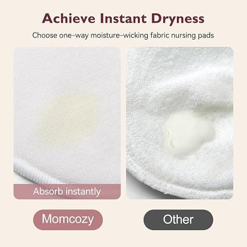 Momcozy Reusable Nursing Pads, Innovative Use of One Way Moisture-Wicking Fabric & 3-Layer Washable Breast Pads, Ultra-Thin Design, Light and Unburden, 14 Pack + Wet & Dry Separation Bag + Wash Bag thumbnail 4
