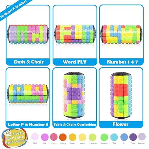 R.Y.TOYS Rotate and Slide Puzzle-Design Patent,Fidget Toys(Restore Order/Create Patterns) 12 Colors,10 Layers-Open Cover for Quick Play,Brain Teaser,Sensory Toys,Birthday Gifts,Easter Basket Stuffers thumbnail 3